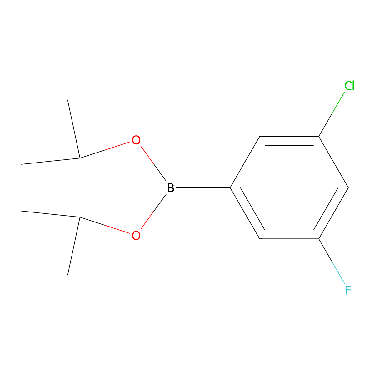 2-(3-Chloro-5-fluorophenyl)-4,4,5,5-tetramethyl-1,3,2-dioxaborolane molecular structure, CAS 1245524-02-0