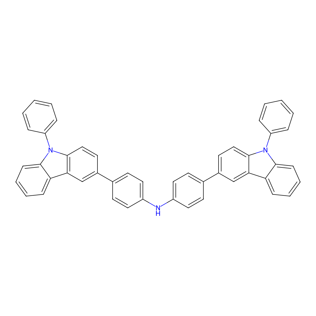 Bis(4-(9-phenyl-9H-carbazol-3-yl)phenyl)amine molecular structure, CAS 1245524-59-7