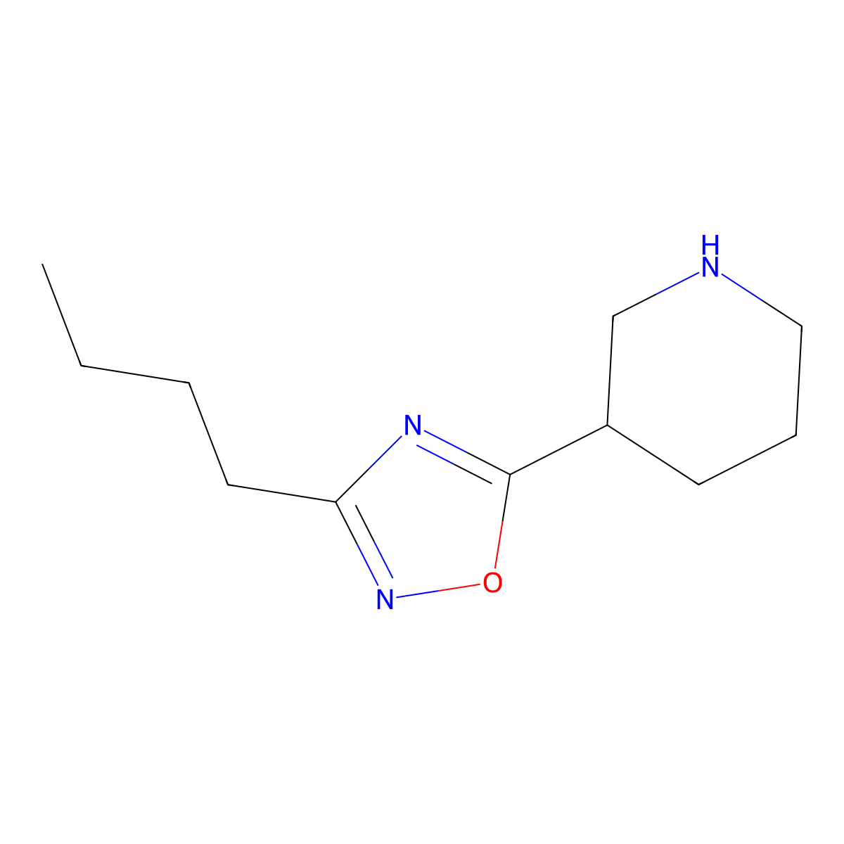 3-Butyl-5-(piperidin-3-yl)-1,2,4-oxadiazole molecular structure, CAS 1245528-28-2