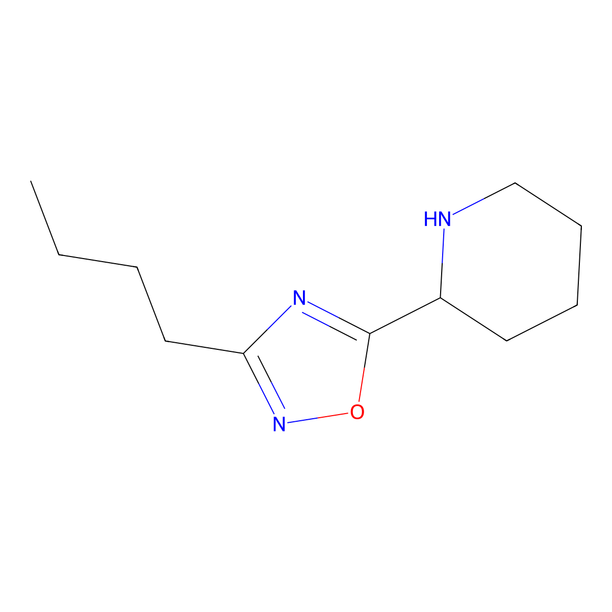 3-Butyl-5-(piperidin-2-yl)-1,2,4-oxadiazole molecular structure, CAS 1245531-10-5