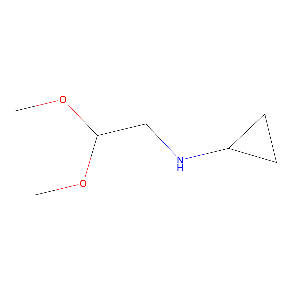 N-(2,2-dimethoxyethyl)cyclopropanamine molecular structure, CAS 1245531-40-1