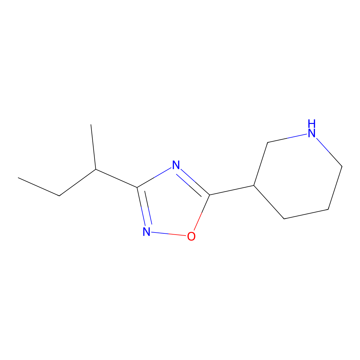 3-(sec-Butyl)-5-(piperidin-3-yl)-1,2,4-oxadiazole molecular structure, CAS 1245532-42-6