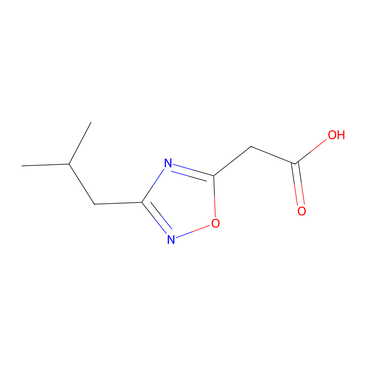 2-(3-Isobutyl-1,2,4-oxadiazol-5-yl)acetic acid molecular structure, CAS 1245534-03-5