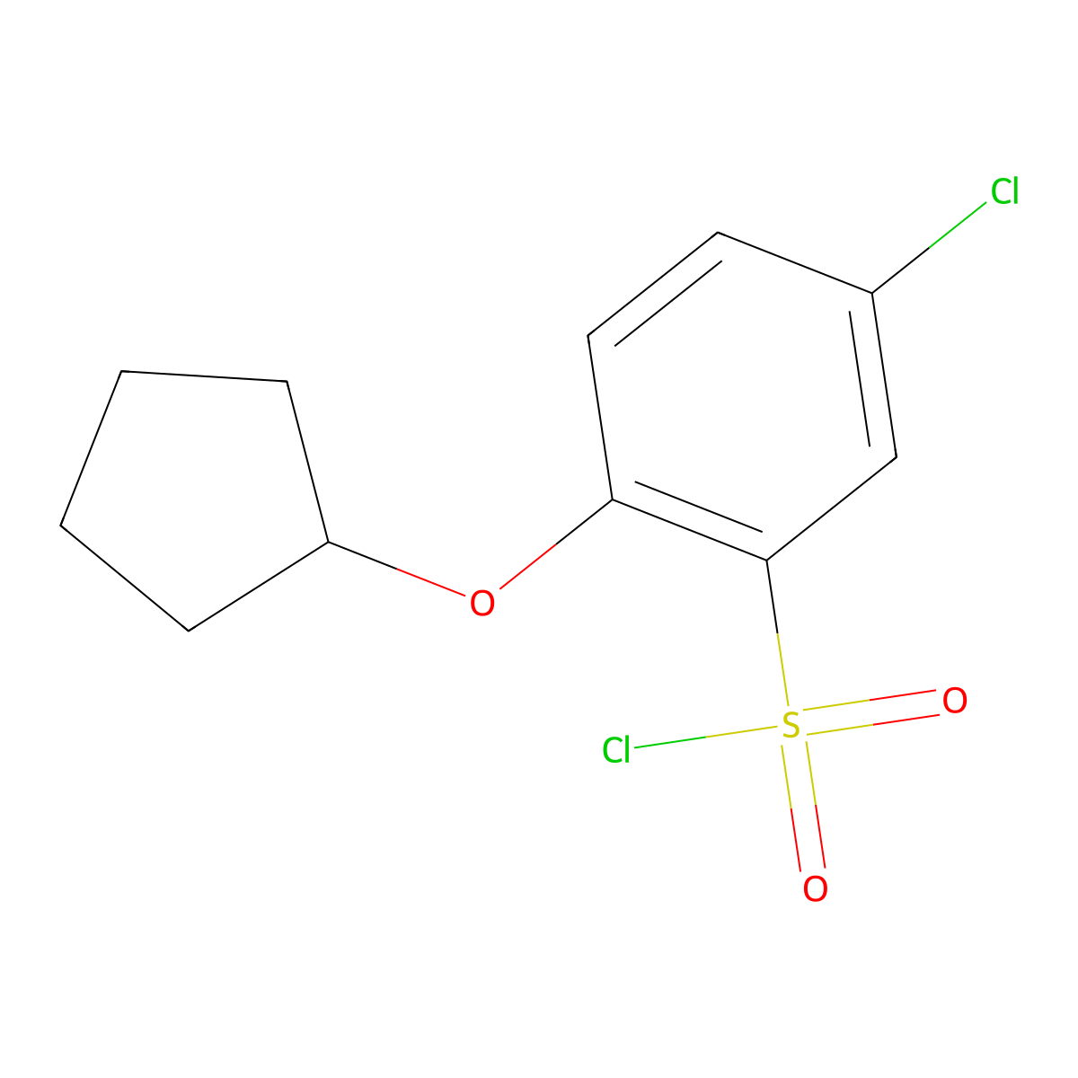 5-Chloro-2-(cyclopentyloxy)benzene-1-sulfonyl chloride molecular structure, CAS 1245534-96-6