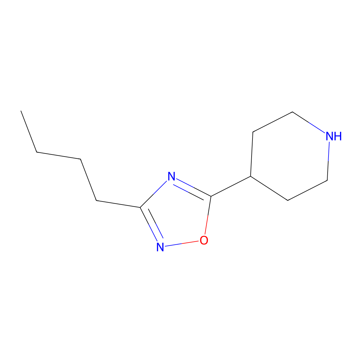 3-Butyl-5-(piperidin-4-yl)-1,2,4-oxadiazole molecular structure, CAS 1245536-19-9