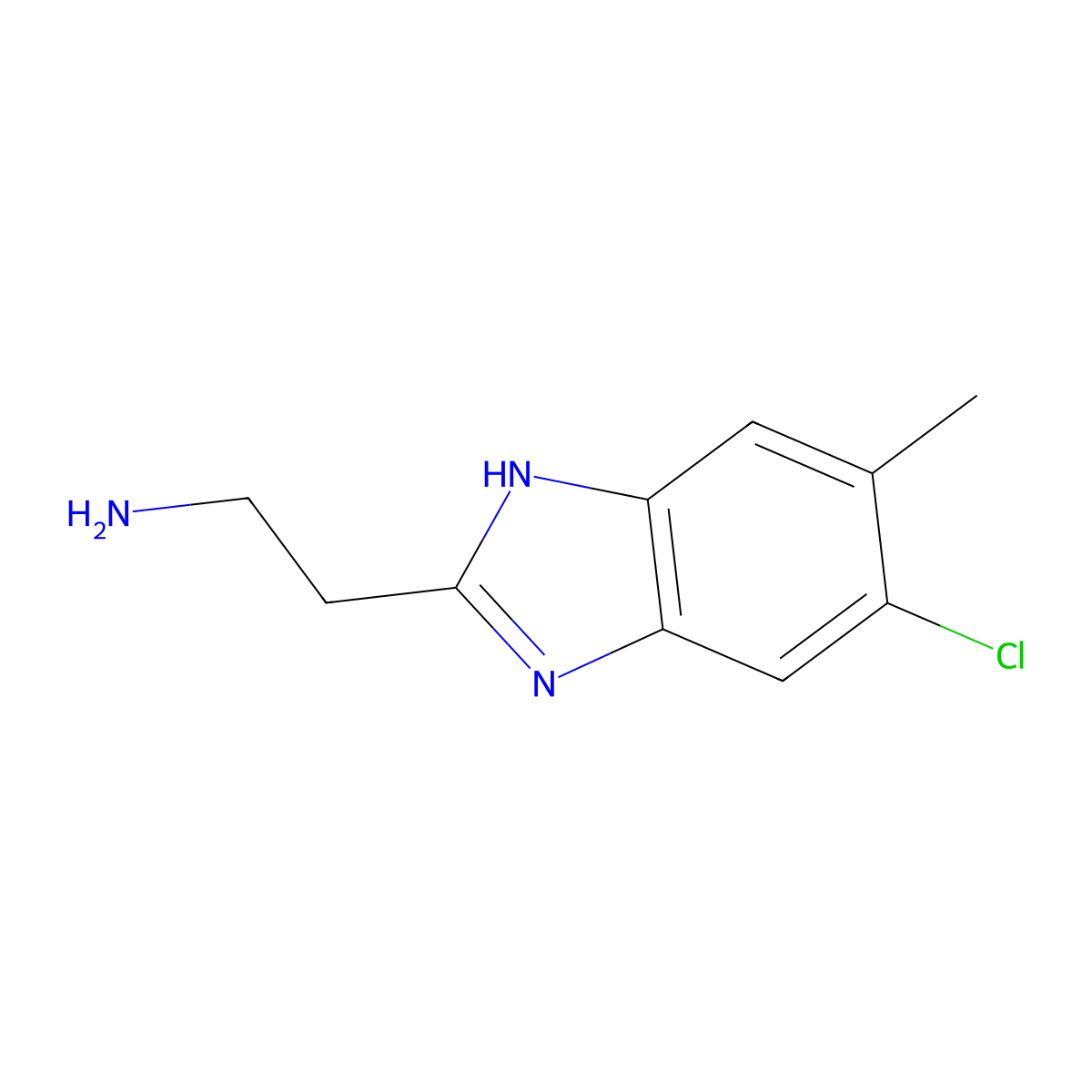 2-(5-Chloro-6-methyl-1H-benzimidazol-2-yl)ethanamine molecular structure, CAS 1245536-20-2