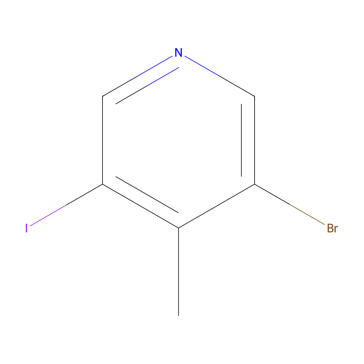 3-Bromo-5-iodo-4-methylpyridine molecular structure, CAS 1245536-23-5