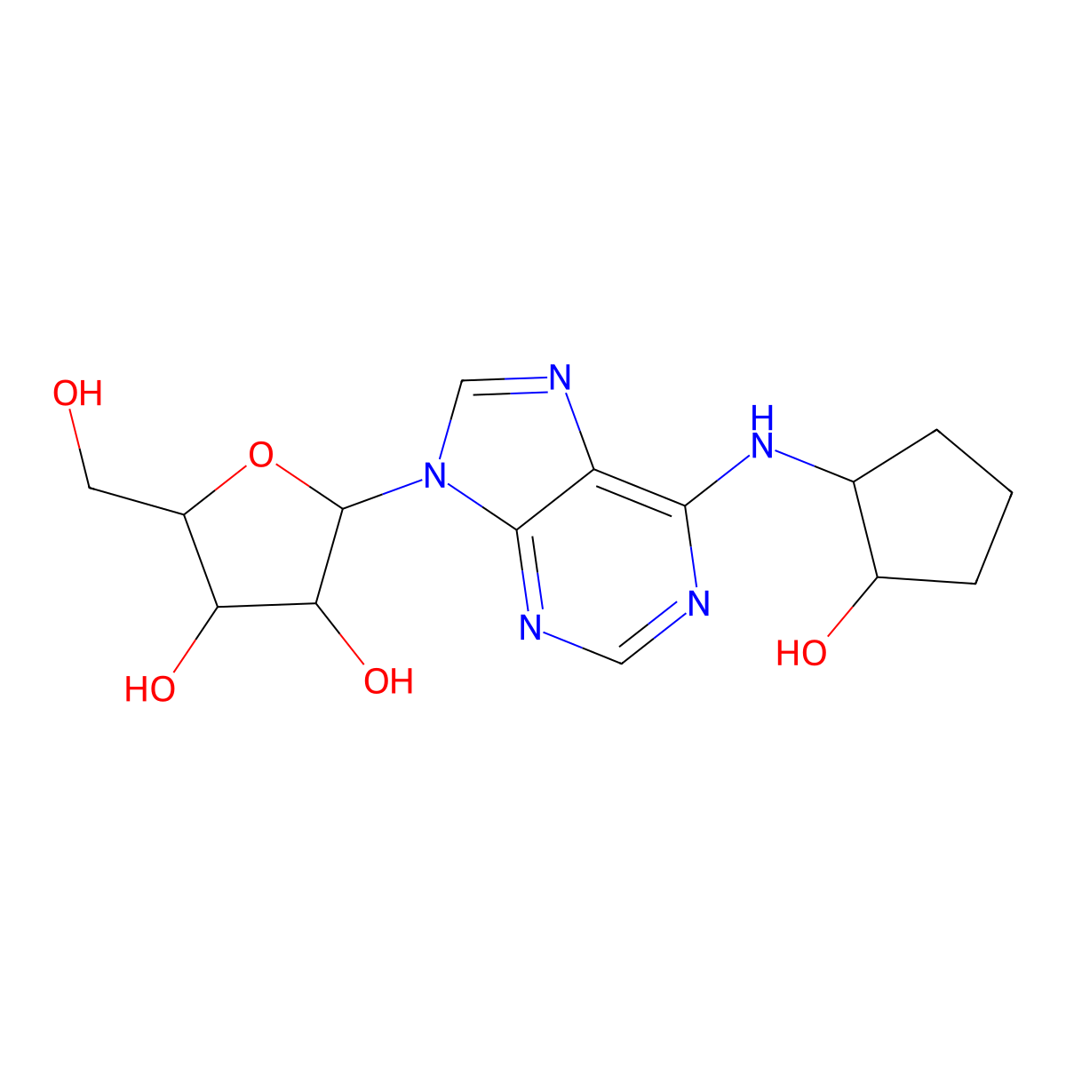 N-((1S,trans)-2-Hydroxycyclopentyl)adenosine molecular structure, CAS 124555-18-6