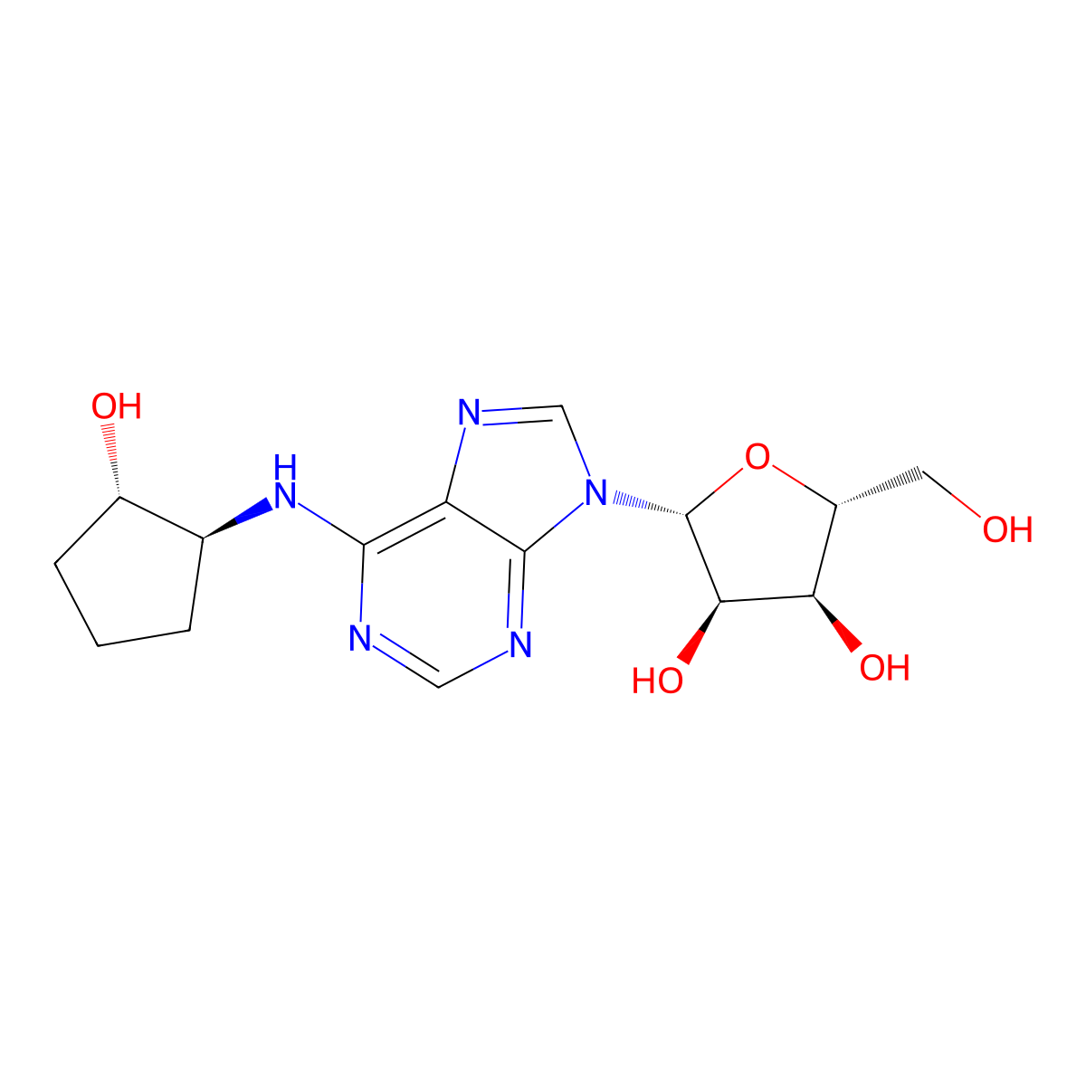 N-((1S,trans)-2-Hydroxycyclopentyl)adenosine molecular structure, CAS 124555-18-6