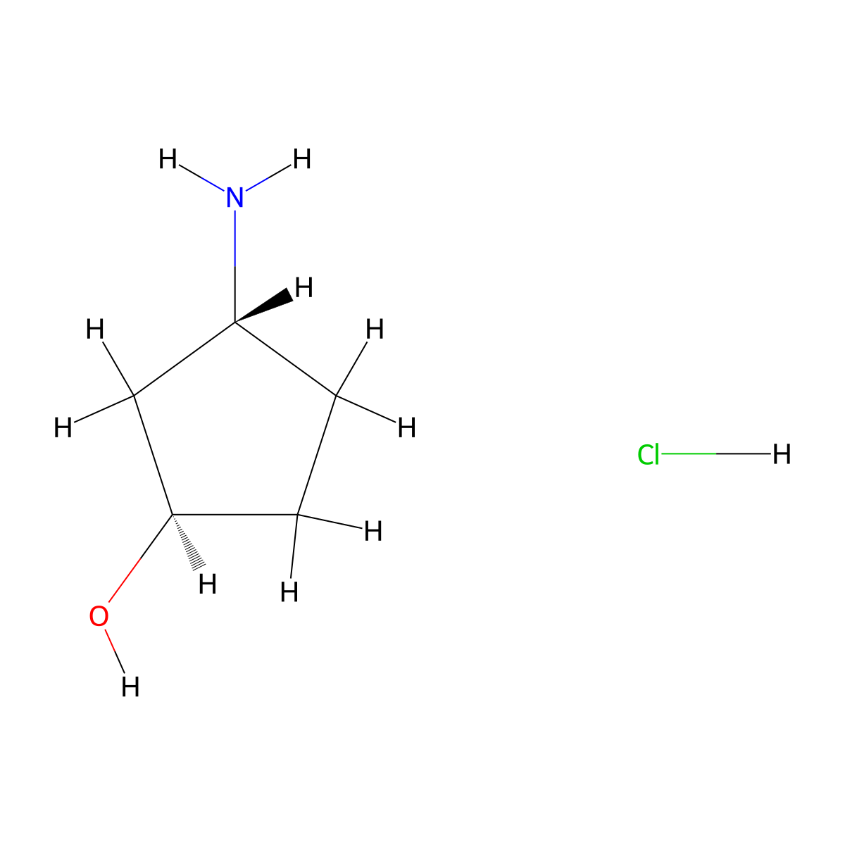 rac-(1R,3R)-3-aminocyclopentan-1-ol hydrochloride molecular structure, CAS 124555-33-5