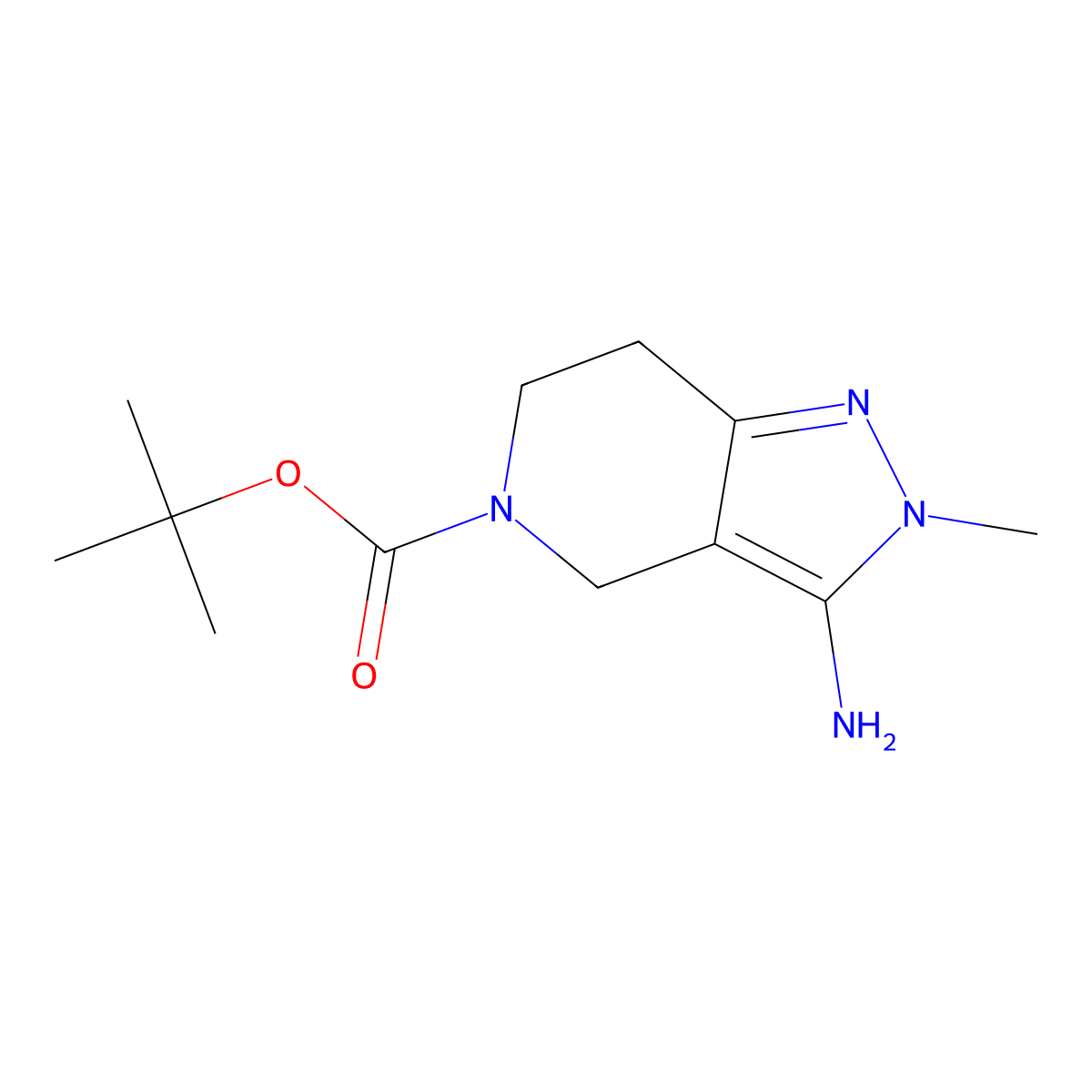 tert-butyl 3-amino-2-methyl-2H,4H,5H,6H,7H-pyrazolo[4,3-c]pyridine-5-carboxylate molecular structure, CAS 1245558-98-8