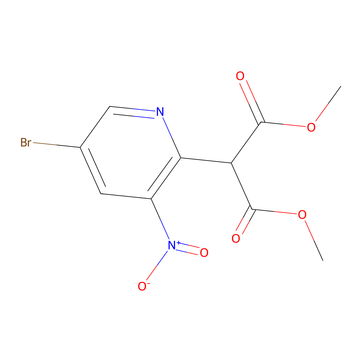 Dimethyl 2-(5-bromo-3-nitropyridin-2-YL)malonate molecular structure, CAS 1245563-09-0