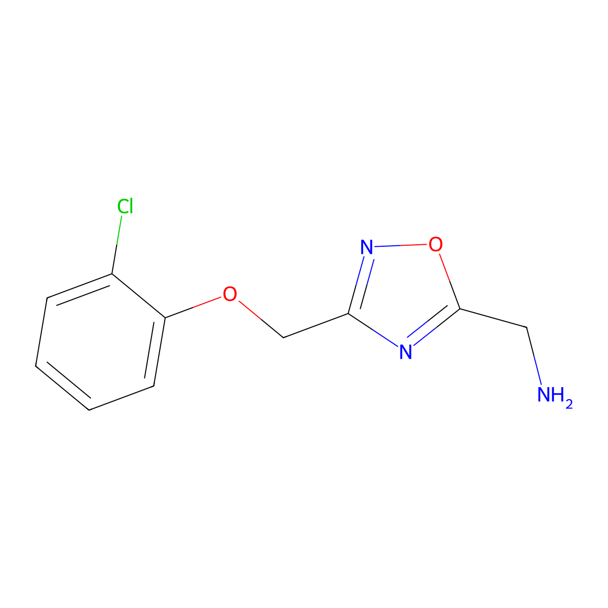 {3-[(2-Chlorophenoxy)methyl]-1,2,4-oxadiazol-5-yl}methylamine molecular structure, CAS 1245568-60-8