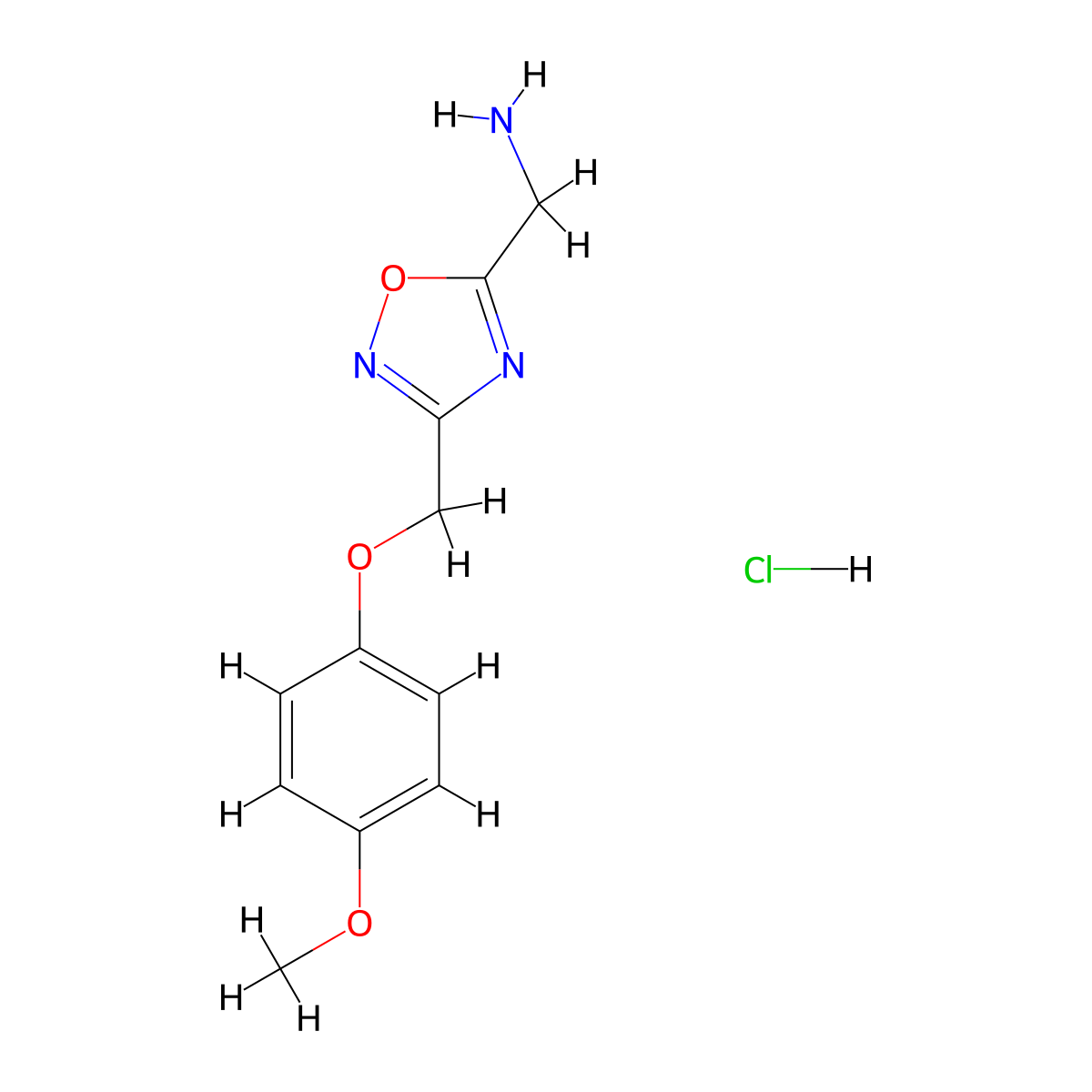 ({3-[(4-Methoxyphenoxy)methyl]-1,2,4-oxadiazol-5-yl}methyl)amine hydrochloride molecular structure, CAS 1245568-63-1