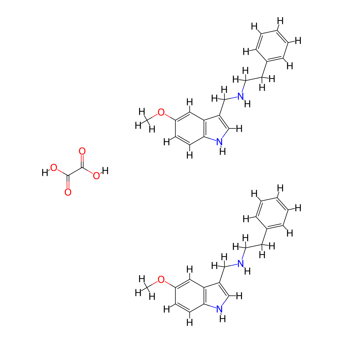 N-((5-methoxy-1H-indol-3-yl)methyl)-2-phenylethanamine hemioxalate molecular structure, CAS 1245568-64-2