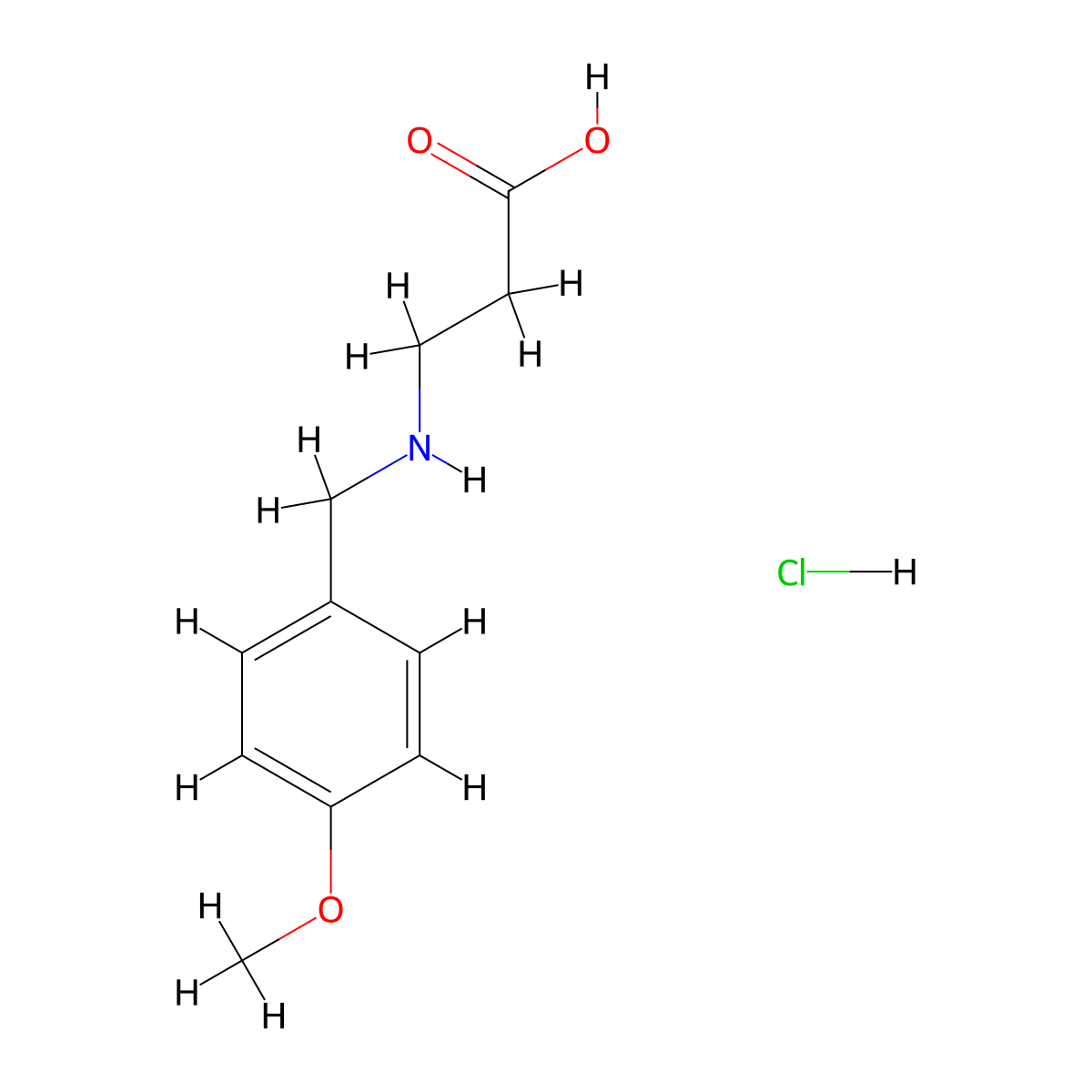 3-((4-Methoxybenzyl)amino)propanoic acid hydrochloride molecular structure, CAS 1245568-65-3