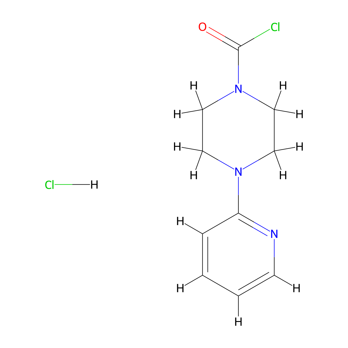 4-(Pyridin-2-yl)piperazine-1-carbonyl chloride hydrochloride molecular structure, CAS 1245568-75-5