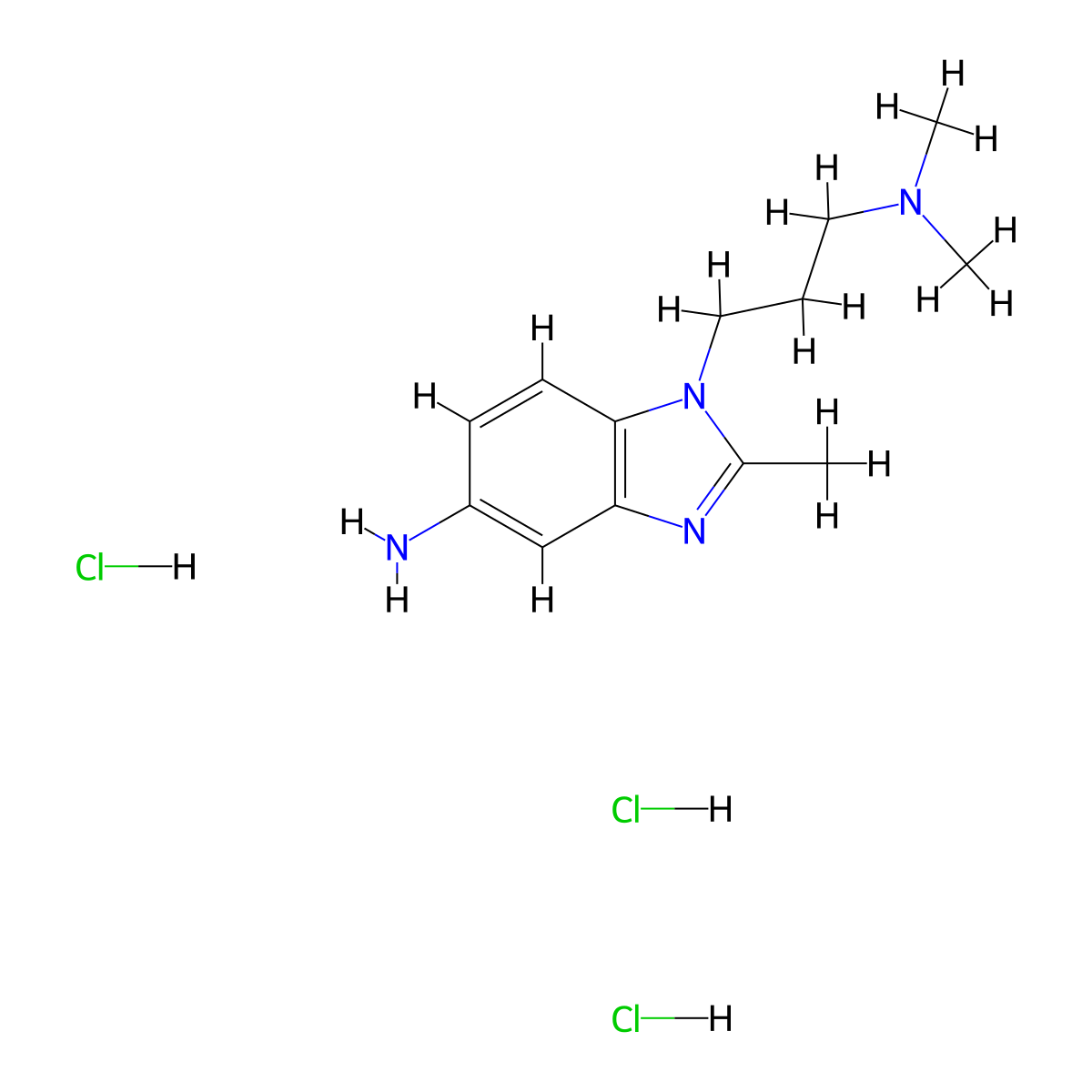 1-(3-(dimethylamino)propyl)-2-methyl-1H-benzo[d]imidazol-5-amine trihydrochloride molecular structure, CAS 1245568-77-7