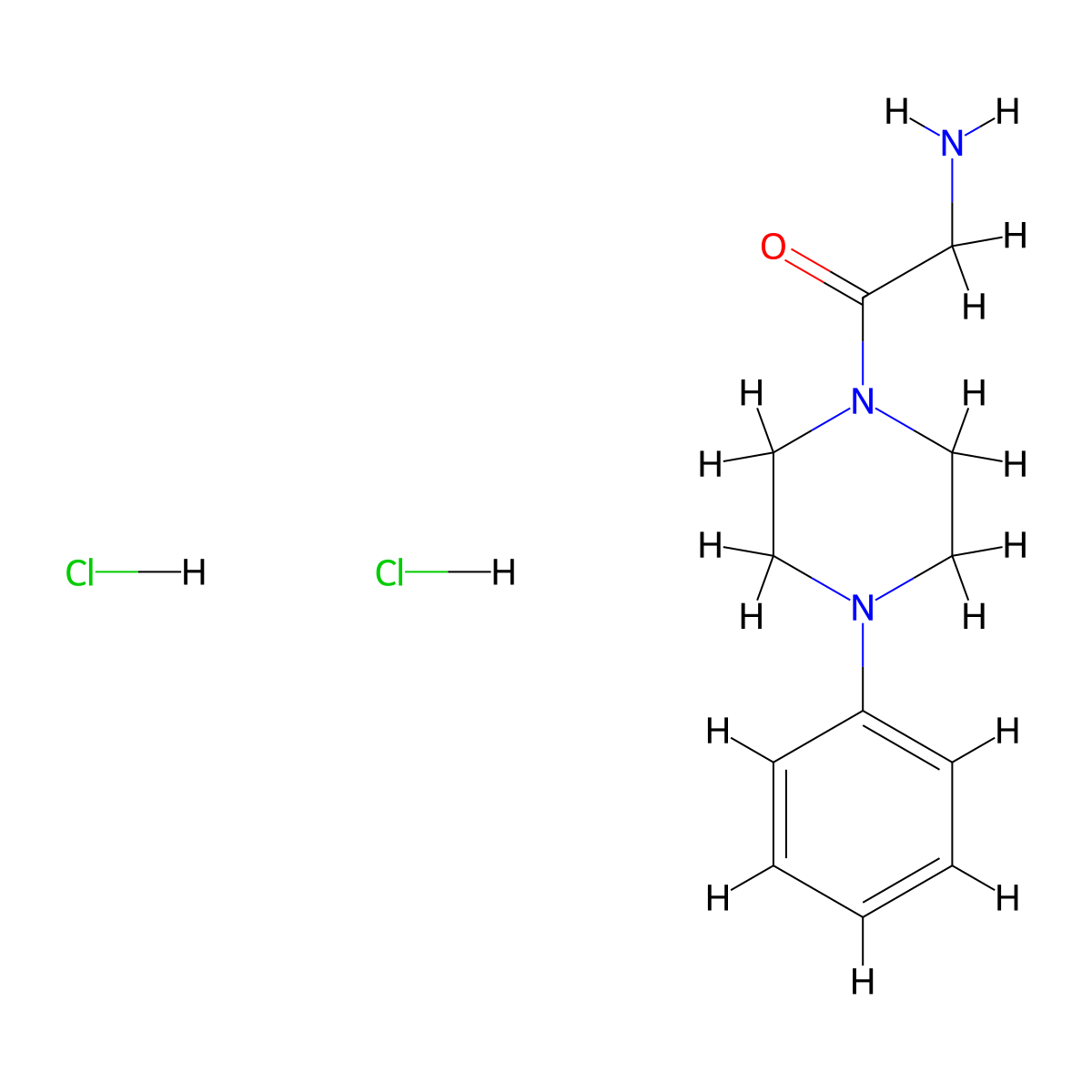 2-Amino-1-(4-phenylpiperazin-1-yl)ethan-1-one dihydrochloride molecular structure, CAS 1245568-82-4