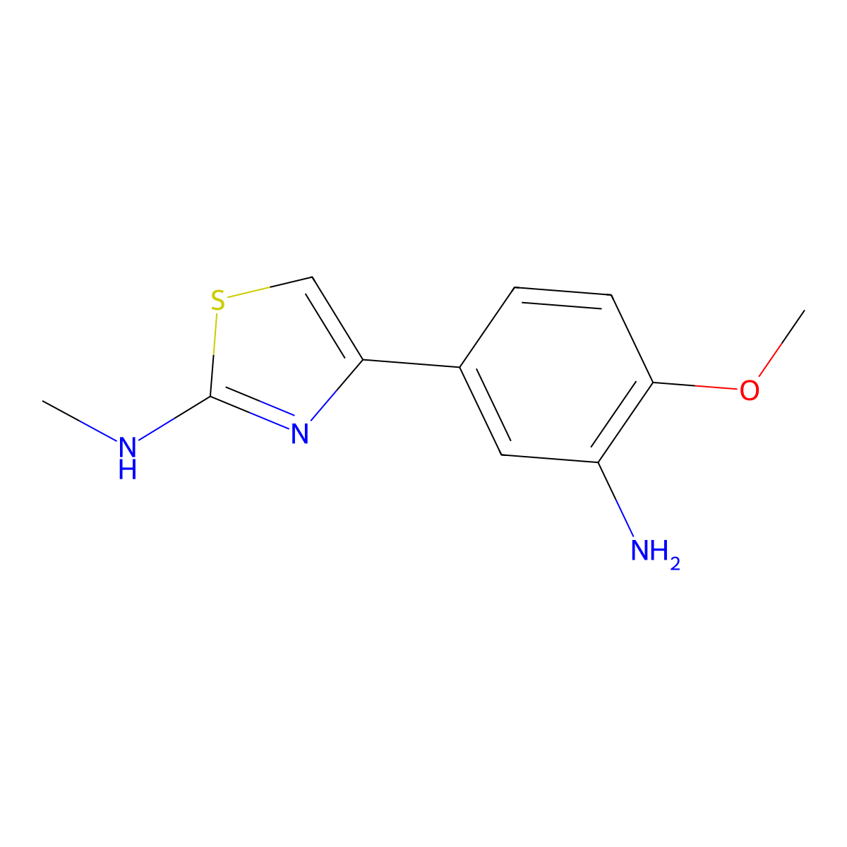 4-(3-amino-4-methoxyphenyl)-N-methylthiazol-2-amine molecular structure, CAS 1245568-91-5