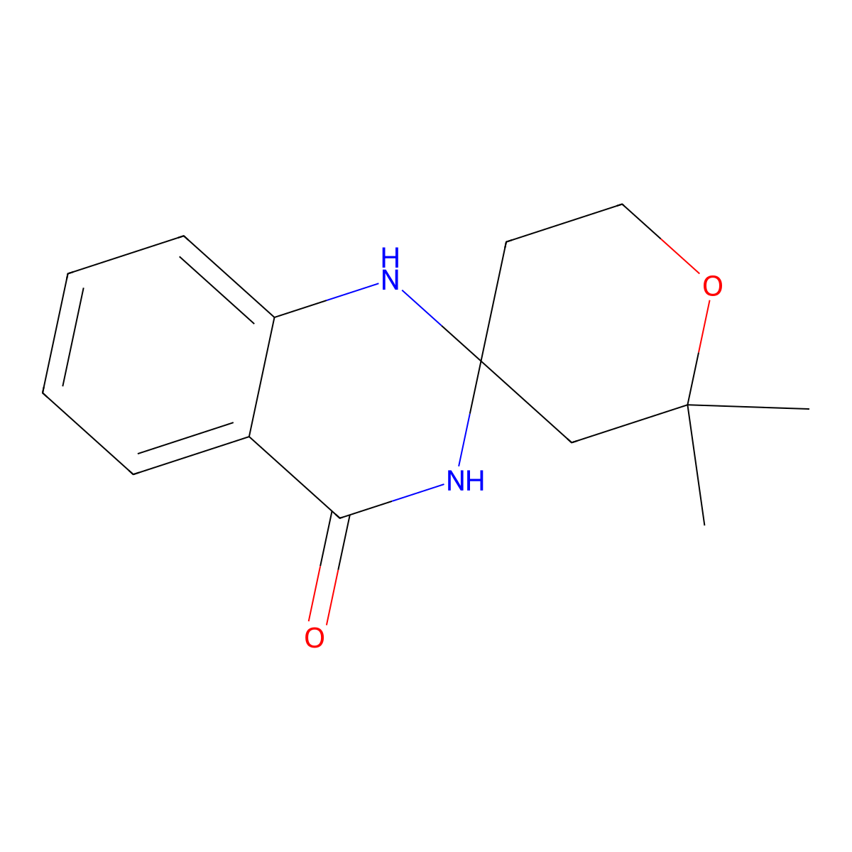 2,2-dimethyl-2,3,5,6-tetrahydro-1'H-spiro[pyran-4,2'-quinazolin]-4'(3'H)-one molecular structure, CAS 1245569-00-9