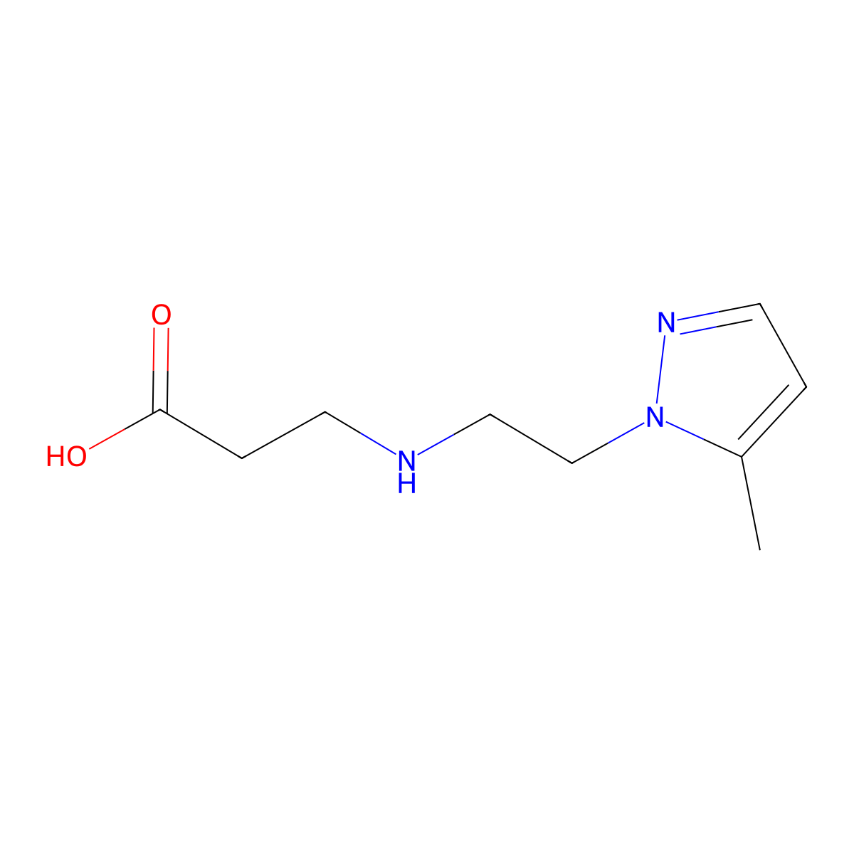 N-[2-(5-methyl-1H-pyrazol-1-yl)ethyl]-beta-alanine molecular structure, CAS 1245569-05-4