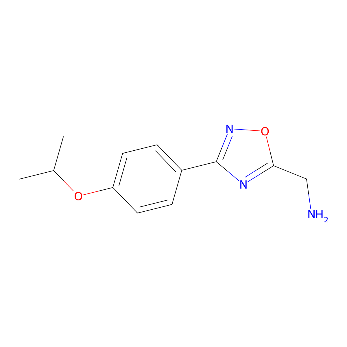 1-{3-[4-(Propan-2-yloxy)phenyl]-1,2,4-oxadiazol-5-yl}methanamine molecular structure, CAS 1245569-16-7