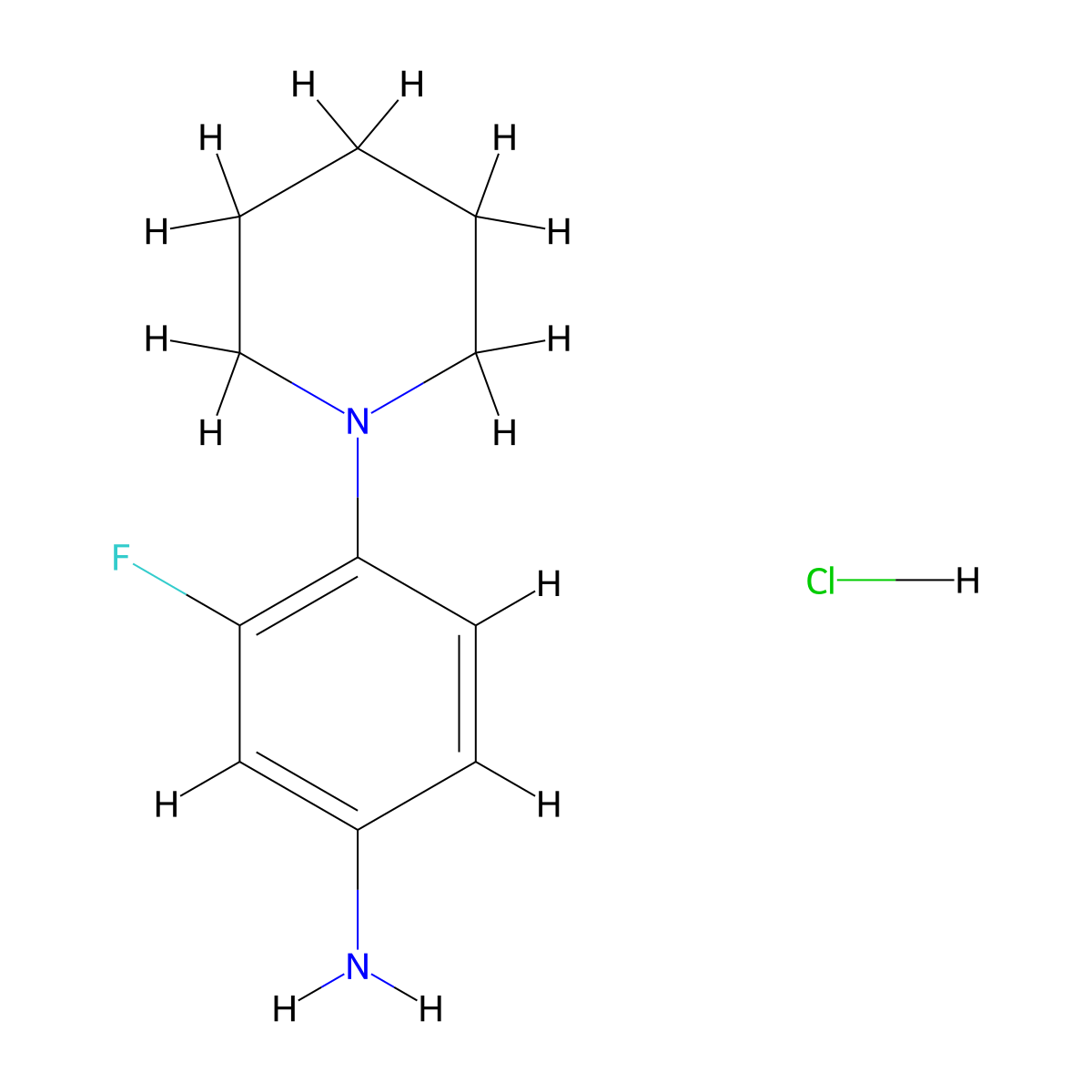 3-Fluoro-4-piperidinoaniline HCl molecular structure, CAS 1245569-19-0