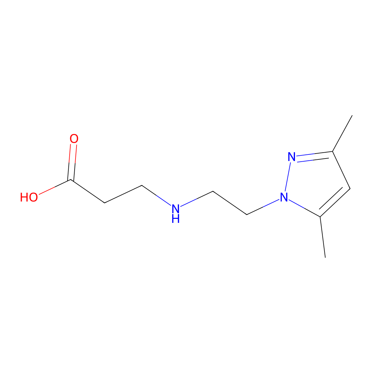 N-[2-(3,5-dimethyl-1H-pyrazol-1-yl)ethyl]-beta-alanine molecular structure, CAS 1245569-21-4