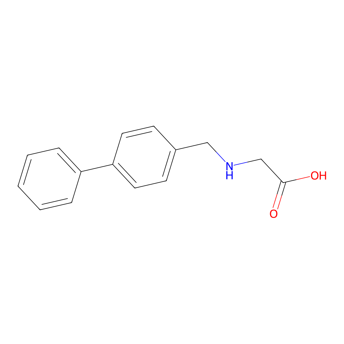 N-(biphenyl-4-ylmethyl)glycine molecular structure, CAS 1245569-25-8