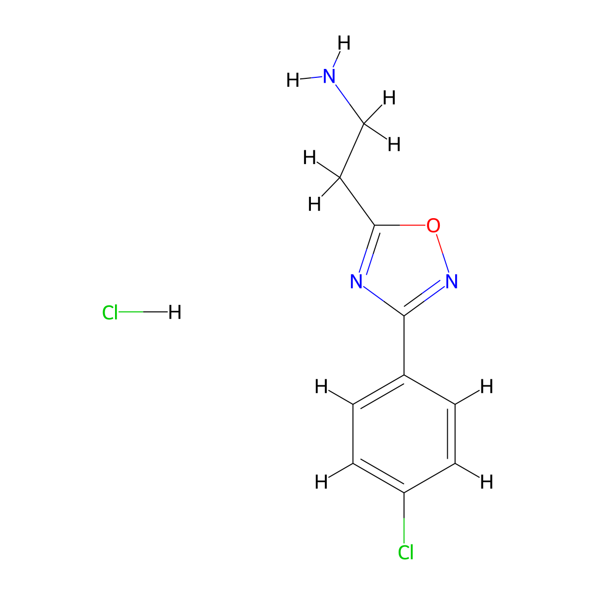 2-[3-(4-Chlorophenyl)-1,2,4-oxadiazol-5-yl]ethan-1-amine hydrochloride molecular structure, CAS 1245569-30-5