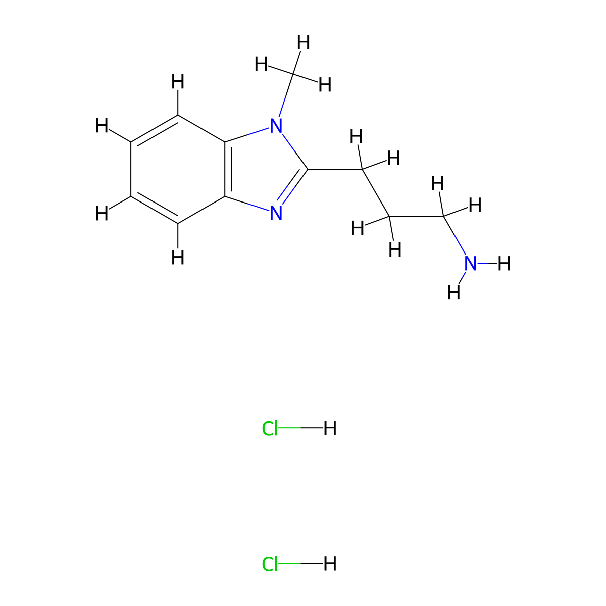 3-(1-methyl-1H-1,3-benzodiazol-2-yl)propan-1-amine dihydrochloride molecular structure, CAS 1245569-34-9
