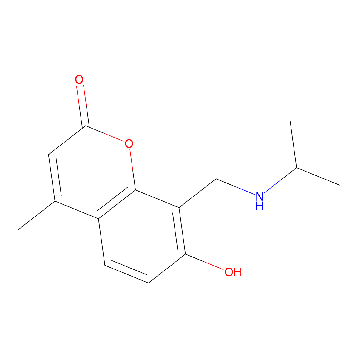 7-hydroxy-4-methyl-8-[(propan-2-ylamino)methyl]-2H-chromen-2-one molecular structure, CAS 1245569-43-0