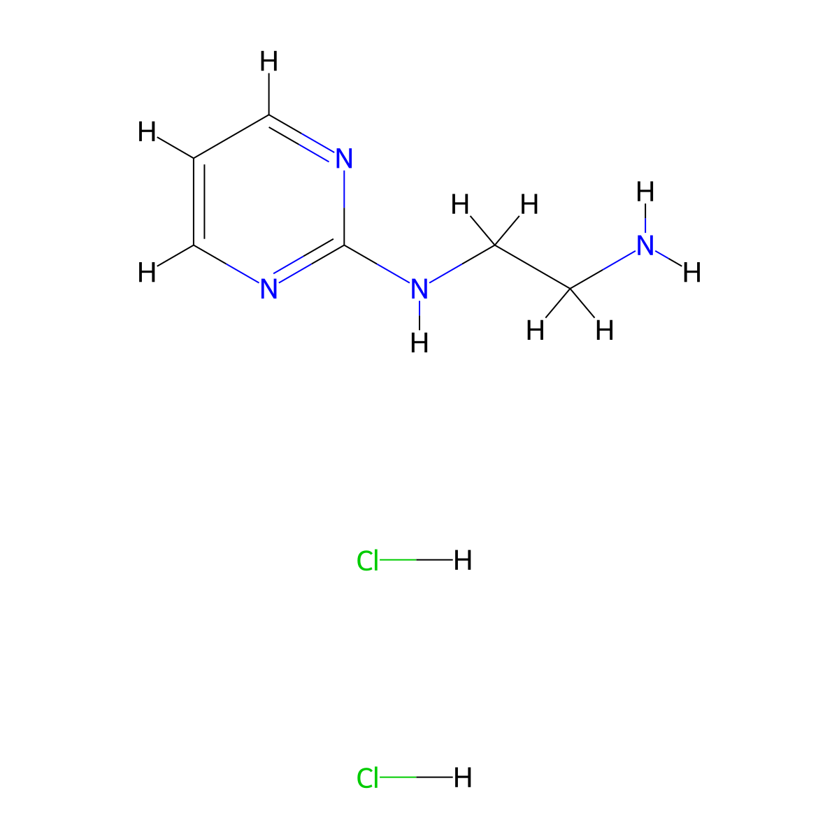 N1-(pyrimidin-2-yl)ethane-1,2-diamine dihydrochloride molecular structure, CAS 1245569-44-1