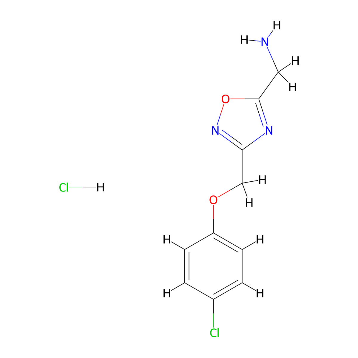 (3-((4-Chlorophenoxy)methyl)-1,2,4-oxadiazol-5-yl)methanamine hydrochloride molecular structure, CAS 1245569-48-5