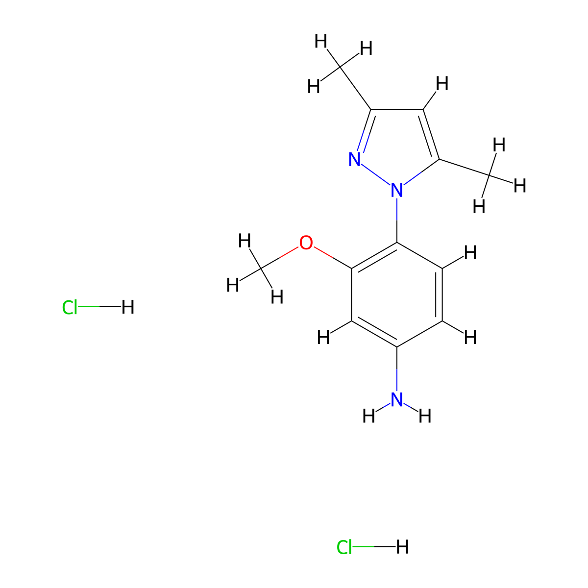 4-(3,5-dimethyl-1H-pyrazol-1-yl)-3-methoxyaniline dihydrochloride molecular structure, CAS 1245569-52-1