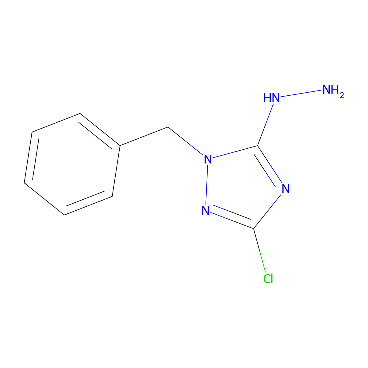 1-benzyl-3-chloro-5-hydrazinyl-1H-1,2,4-triazole molecular structure, CAS 1245569-56-5