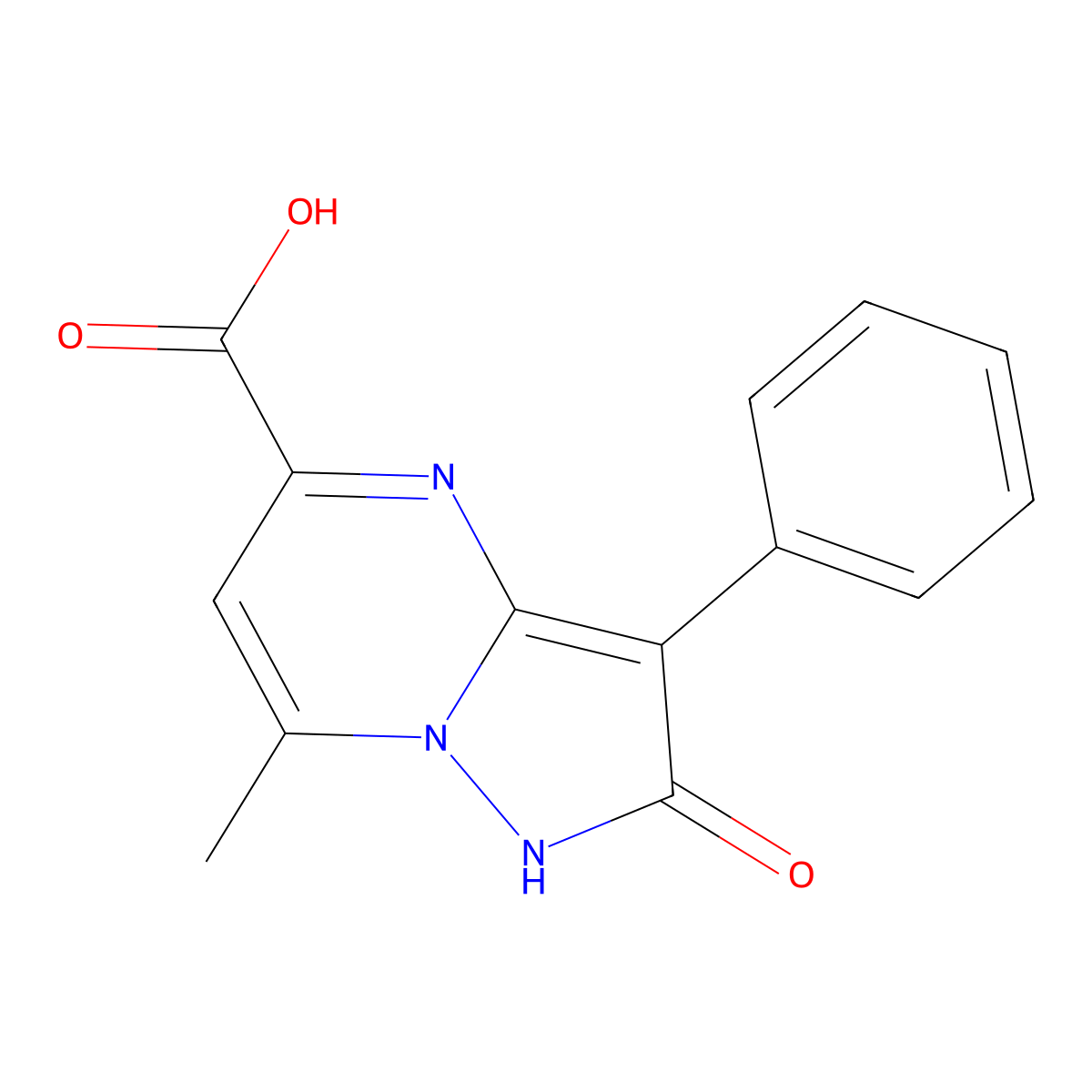 7-Methyl-2-oxo-3-phenyl-1,2-dihydropyrazolo[1,5-a]pyrimidine-5-carboxylic acid molecular structure, CAS 1245569-60-1