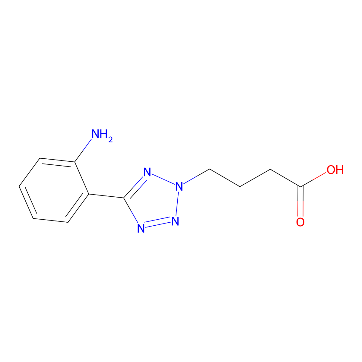 4-(5-(2-aminophenyl)-2H-tetrazol-2-yl)butanoic acid molecular structure, CAS 1245569-73-6
