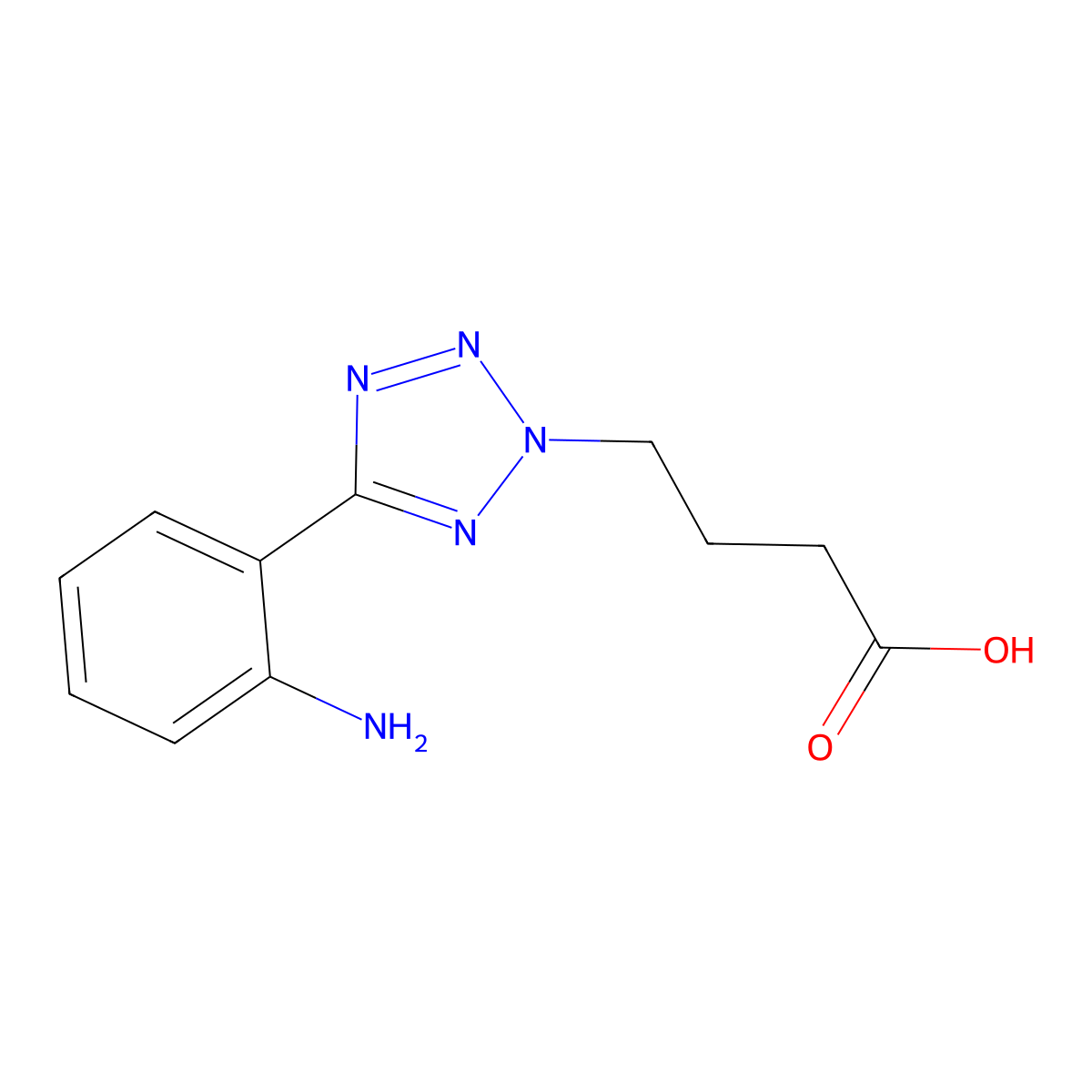 4-(5-(2-aminophenyl)-2H-tetrazol-2-yl)butanoic acid molecular structure, CAS 1245569-73-6