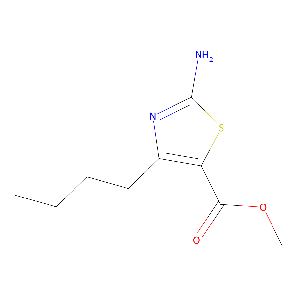 Methyl 2-amino-4-butyl-1,3-thiazole-5-carboxylate molecular structure, CAS 1245569-75-8