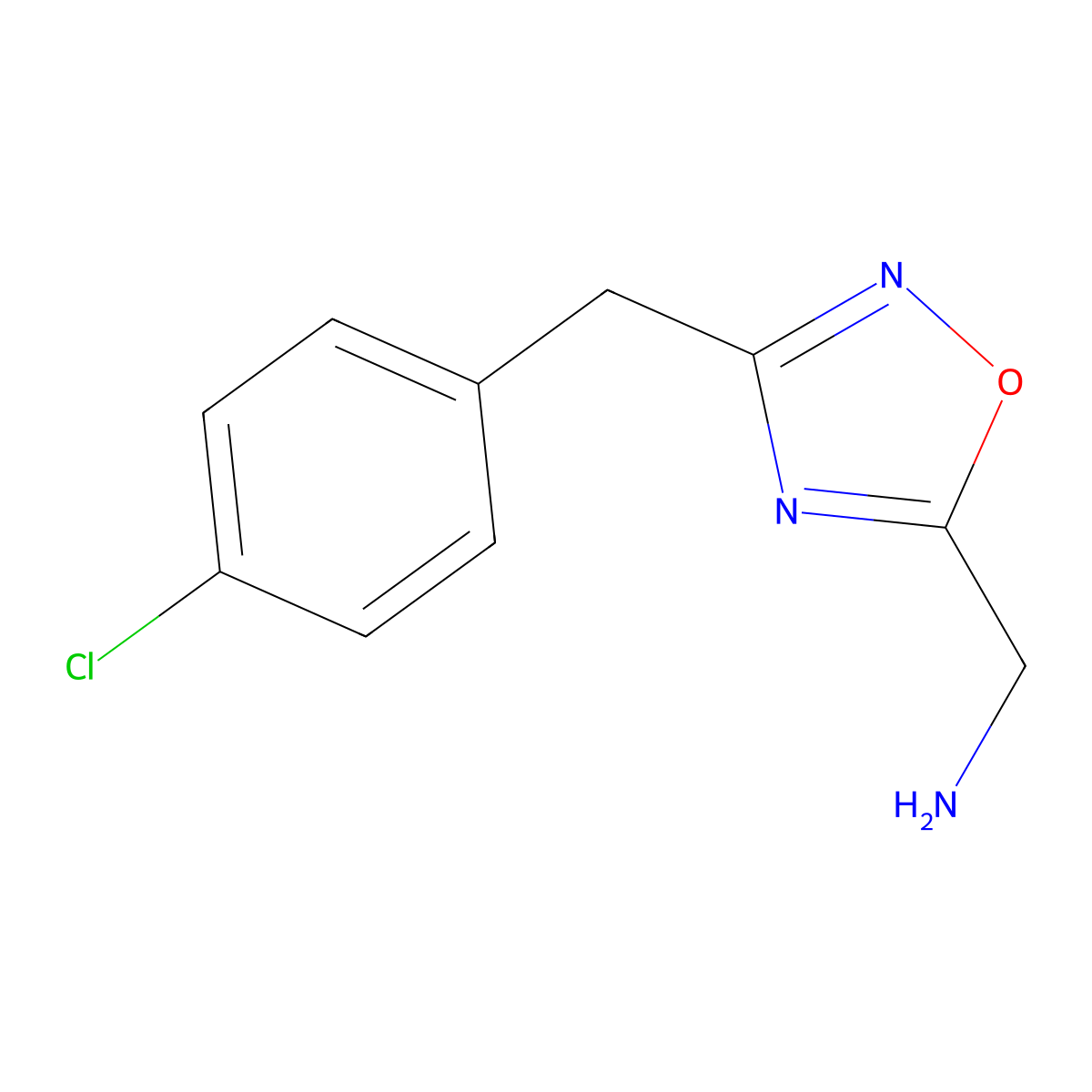 1-[3-(4-Chlorobenzyl)-1,2,4-oxadiazol-5-yl]methanamine molecular structure, CAS 1245569-83-8