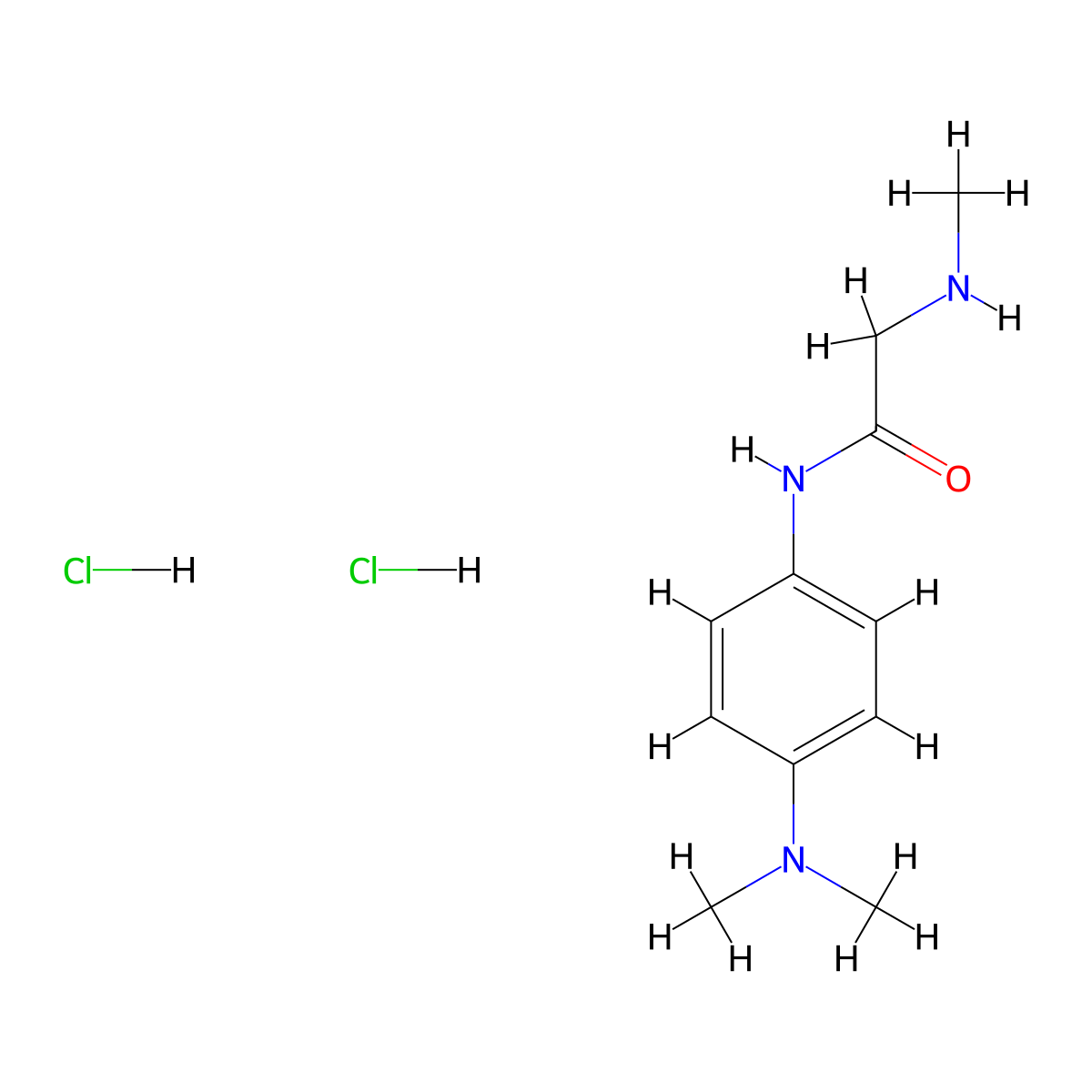 N-(4-(dimethylamino)phenyl)-2-(methylamino)acetamide dihydrochloride molecular structure, CAS 1245569-84-9