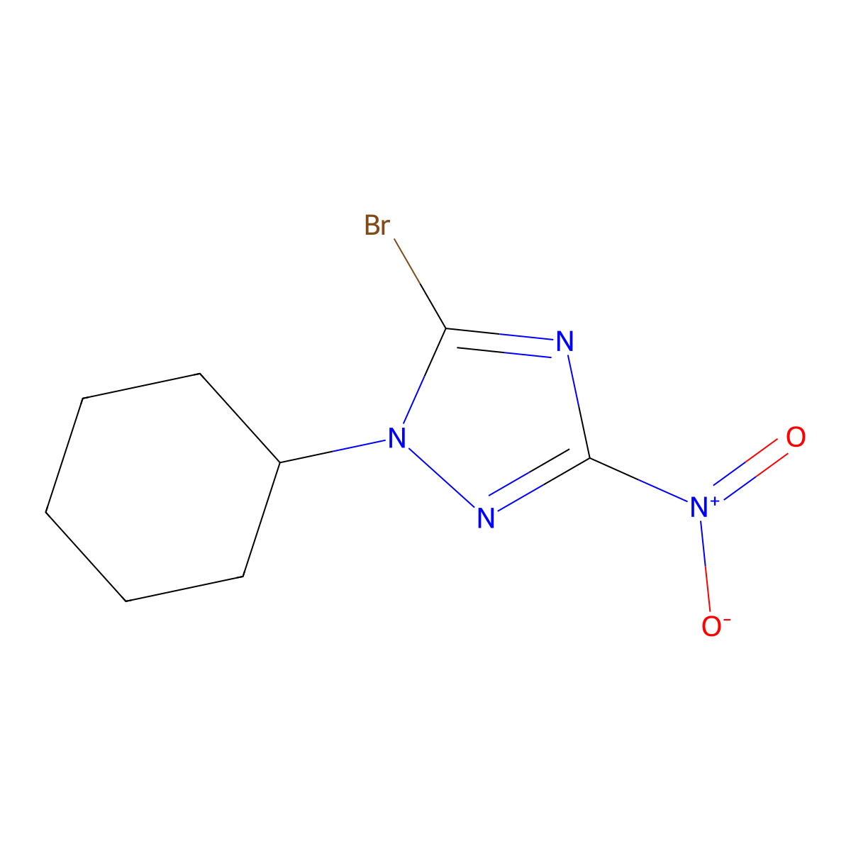 5-bromo-1-cyclohexyl-3-nitro-1H-1,2,4-triazole molecular structure, CAS 1245569-85-0