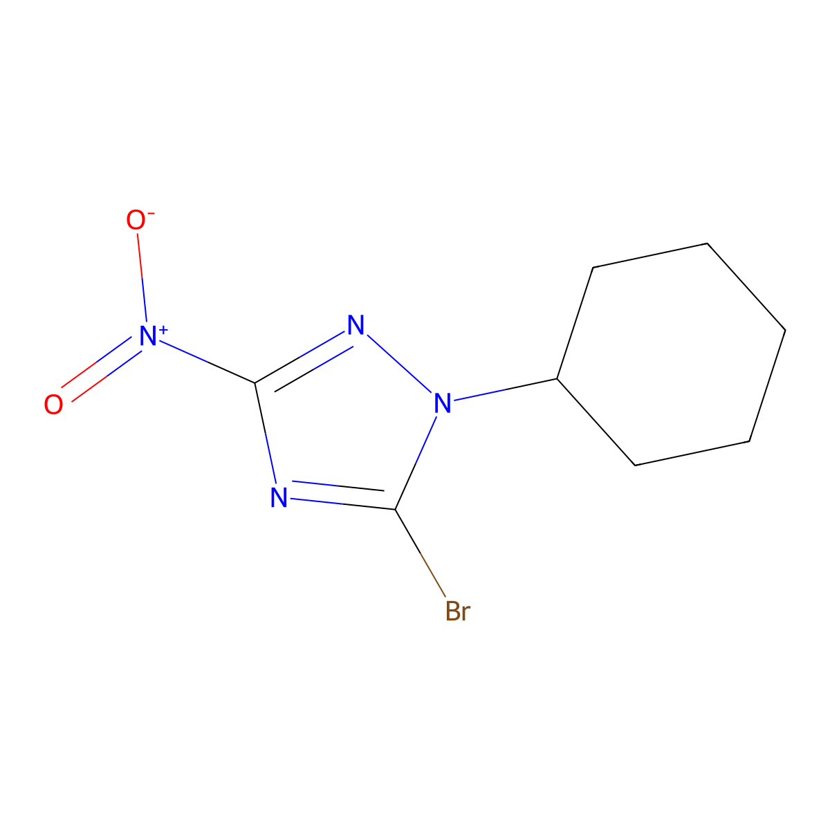 5-bromo-1-cyclohexyl-3-nitro-1H-1,2,4-triazole molecular structure, CAS 1245569-85-0