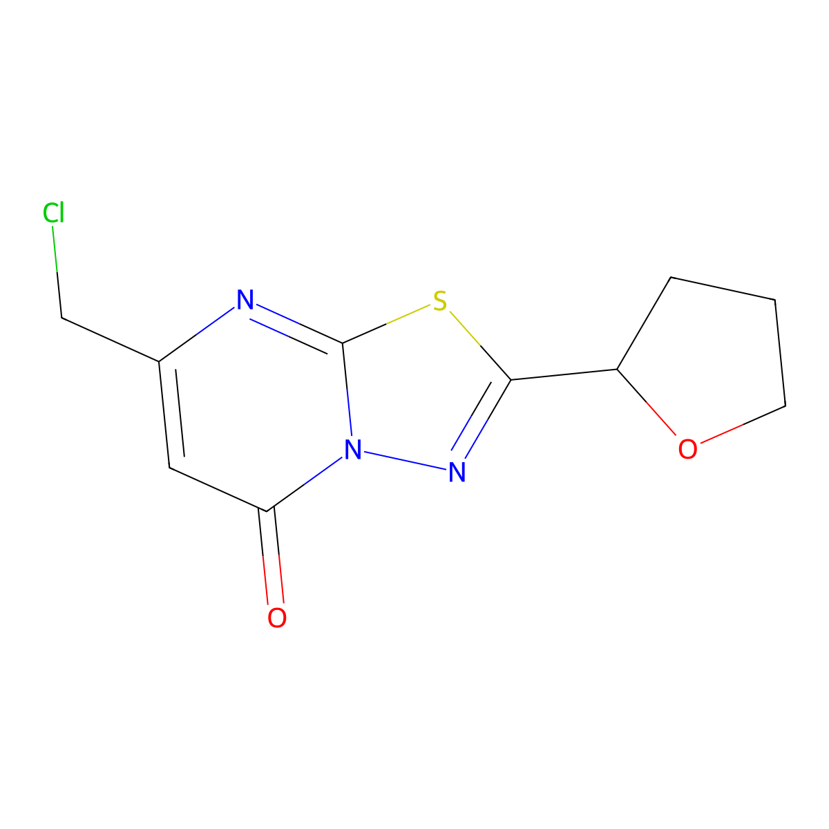 7-(chloromethyl)-2-(tetrahydrofuran-2-yl)-5H-[1,3,4]thiadiazolo[3,2-a]pyrimidin-5-one molecular structure, CAS 1245569-88-3
