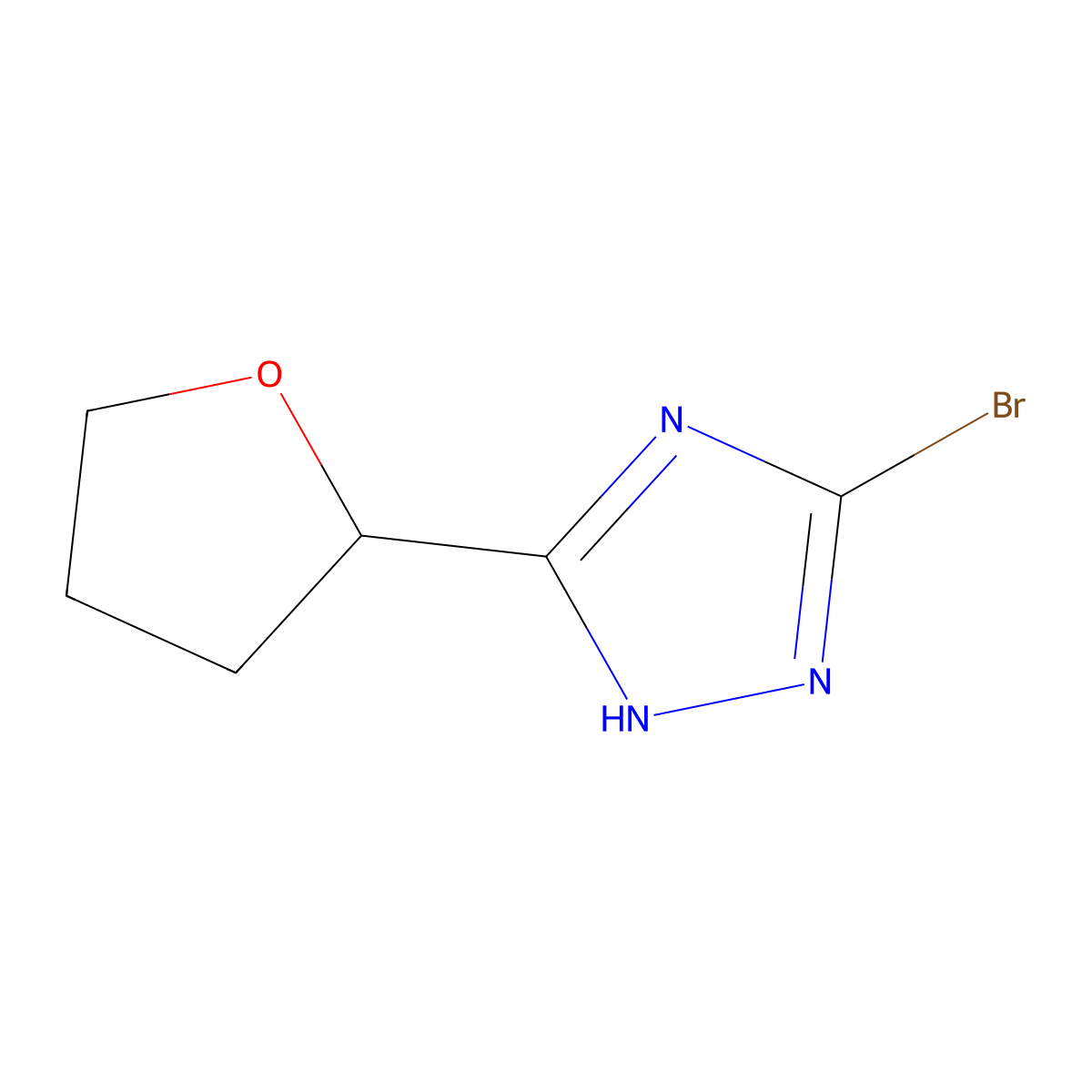 3-bromo-5-(tetrahydrofuran-2-yl)-1H-1,2,4-triazole molecular structure, CAS 1245570-03-9