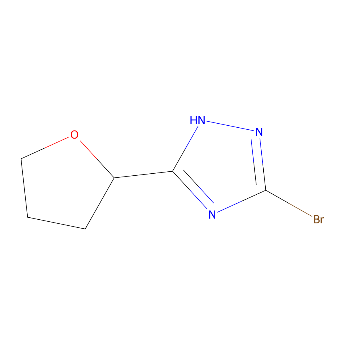 3-bromo-5-(tetrahydrofuran-2-yl)-1H-1,2,4-triazole molecular structure, CAS 1245570-03-9