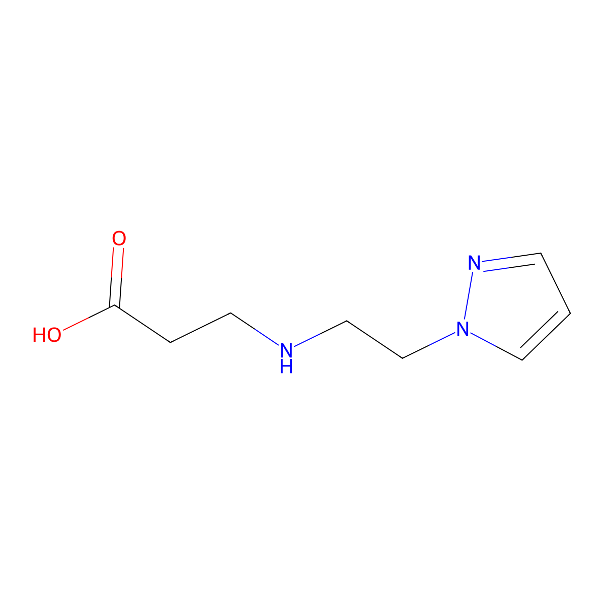 N-[2-(1H-pyrazol-1-yl)ethyl]-beta-alanine molecular structure, CAS 1245570-07-3