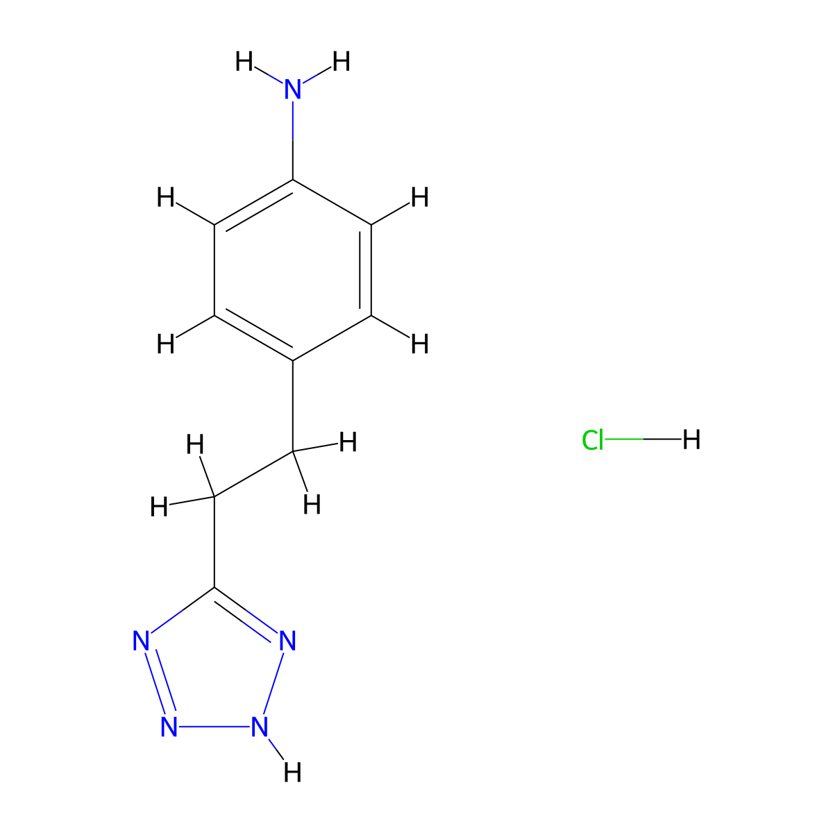 4-(2-(1H-tetrazol-5-yl)ethyl)aniline hydrochloride molecular structure, CAS 1245570-17-5